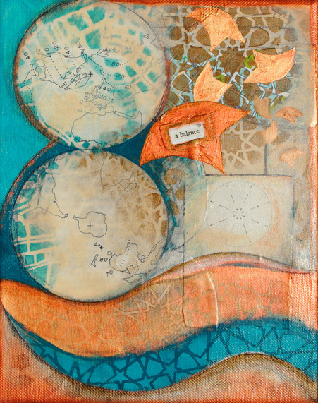 ©2013 Mary C. Nasser, A Balance, mixed-media/acrylic on canvas, 8 x 10 inches