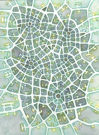 Small Connections (Cityspace #188), 5 x 7 inches, watercolor on paper