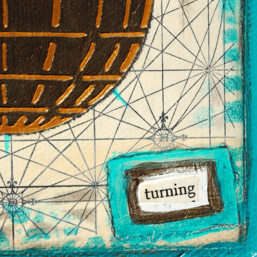 ©2014 Mary C. Nasser, Turning (detail), mixed-media/acrylic on canvas, 6 x 8 inches