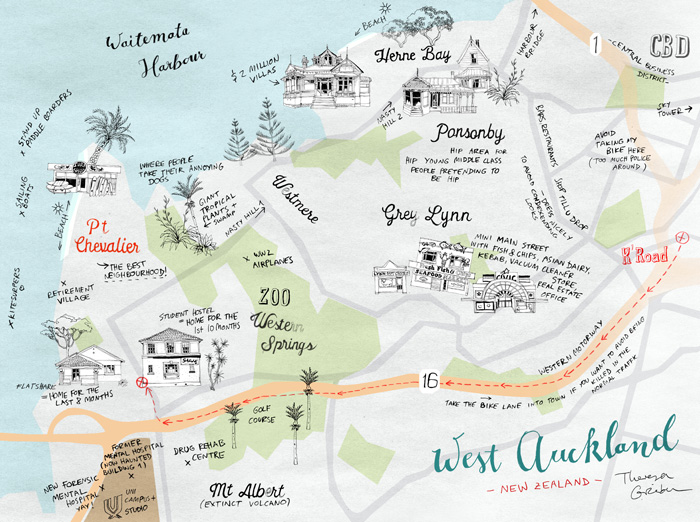 Map of West Auckland, New Zealand