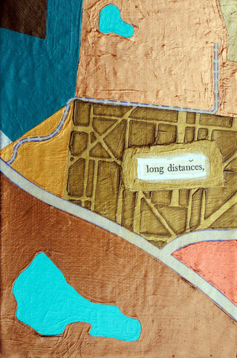 ©2013 Mary C. Nasser, Long Distances, mixed-media/acrylic on canvas, 4 x 6 inches