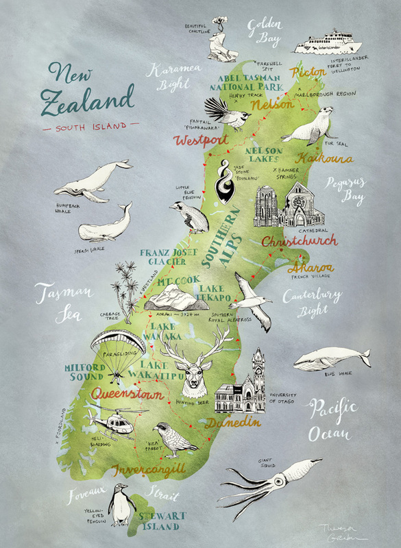 Map of New Zealand's South Island