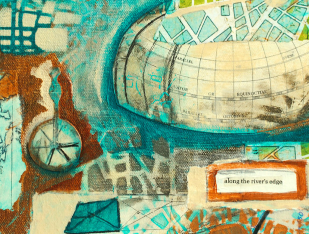 ©2013 Mary C. Nasser, Along the River's Edge (detail), mixed-media/acrylic on canvas, 9 x 12 inches