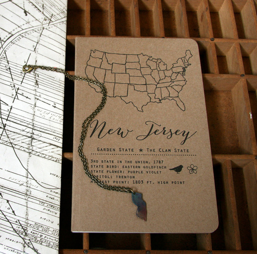 New Jersey notebook and necklace set