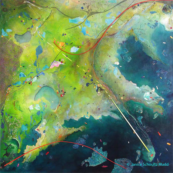 Green Bayou, 36 x 36 inches, acrylic and mixed media on canvas