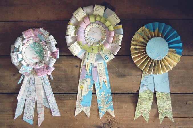 Recycled Map Prize Ribbons