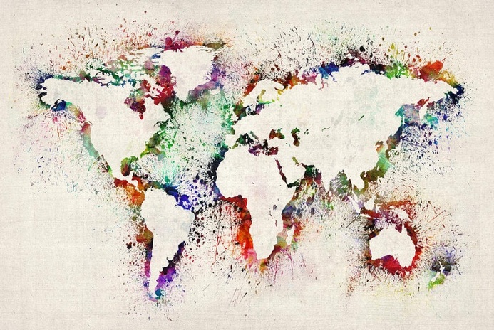 Map of the World Paint Splashes