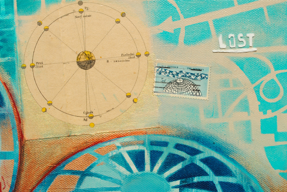 ©2014 Mary C. Nasser, Time (detail), mixed-media/acrylic on canvas, 12 x 18 inches