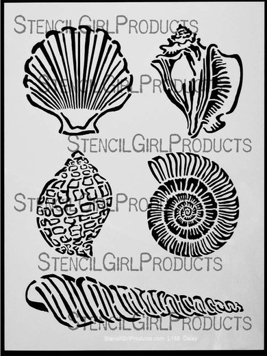 Seashells StencilGirl Stencil by June Pfaff Daley