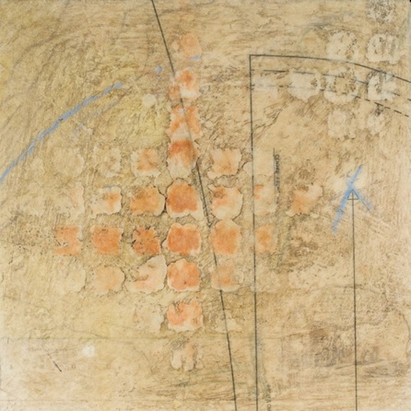 The North Elevation, encaustic and paper on panel, 12