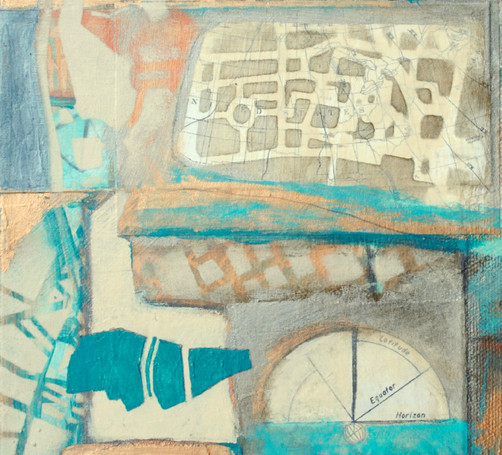 ©2013 Mary C. Nasser, Place and Time (detail), mixed-media/acrylic on canvas, 9 x 12 inches