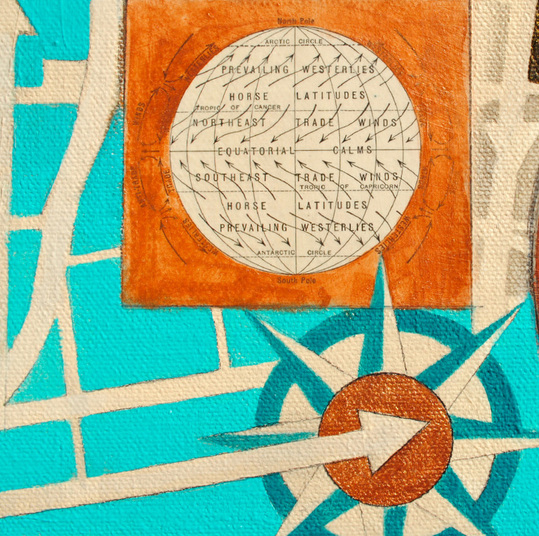 ©2014 Mary C. Nasser, The Way Here (detail), mixed-media/acrylic on canvas, 12 x 12 inches