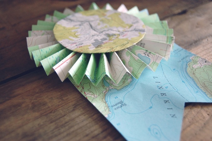 Recycled Map Prize Ribbon