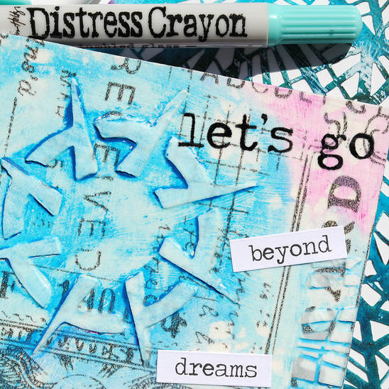 StencilGirl Products & Distress Crayons Tutorial by Mary C. Nasser