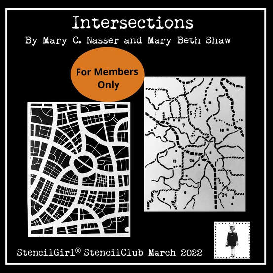 Intersections stencils by Mary C. Nasser and Mary Beth Shaw
