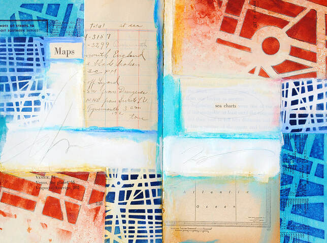 Mary C. Nasser, StencilGirl Products and Aladine IZINK art journaling
