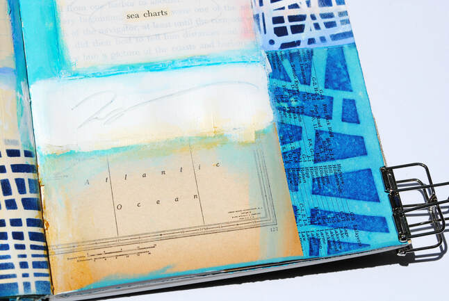 Mary C. Nasser, StencilGirl Products and Aladine IZINK art journaling