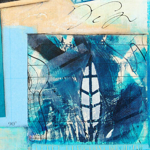 ©2019 Mary C. Nasser, Navigating (detail), mixed-media on cradled wood panel, 8 x 8 inches