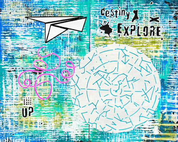 Mary C. Nasser, Mixed Media Art Journaling with Paper Airplane Stencil