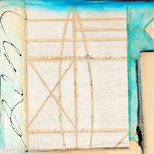 ©2019 Mary C. Nasser, Sea Distance (detail), mixed-media on cradled wood panel, 8 x 8 inches